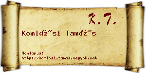 Komlósi Tamás névjegykártya